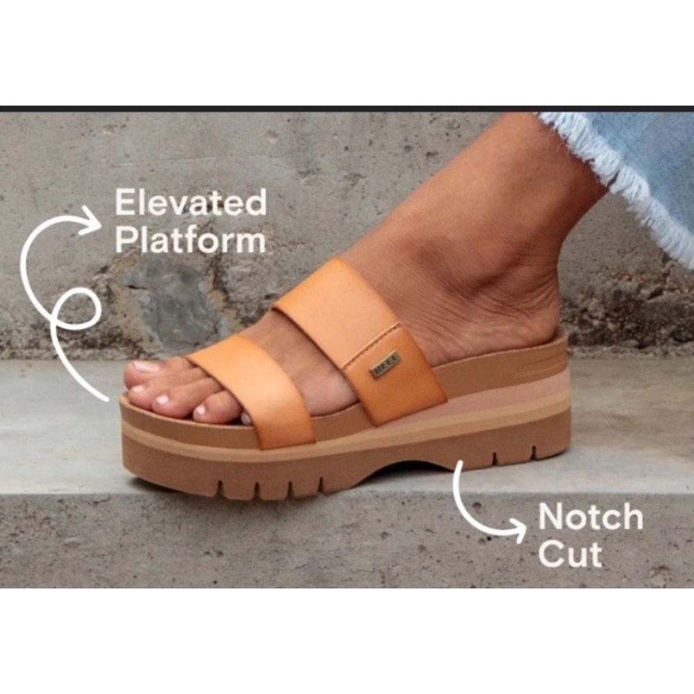 Reef Women's Tan Cork Platform Sandals Comfort